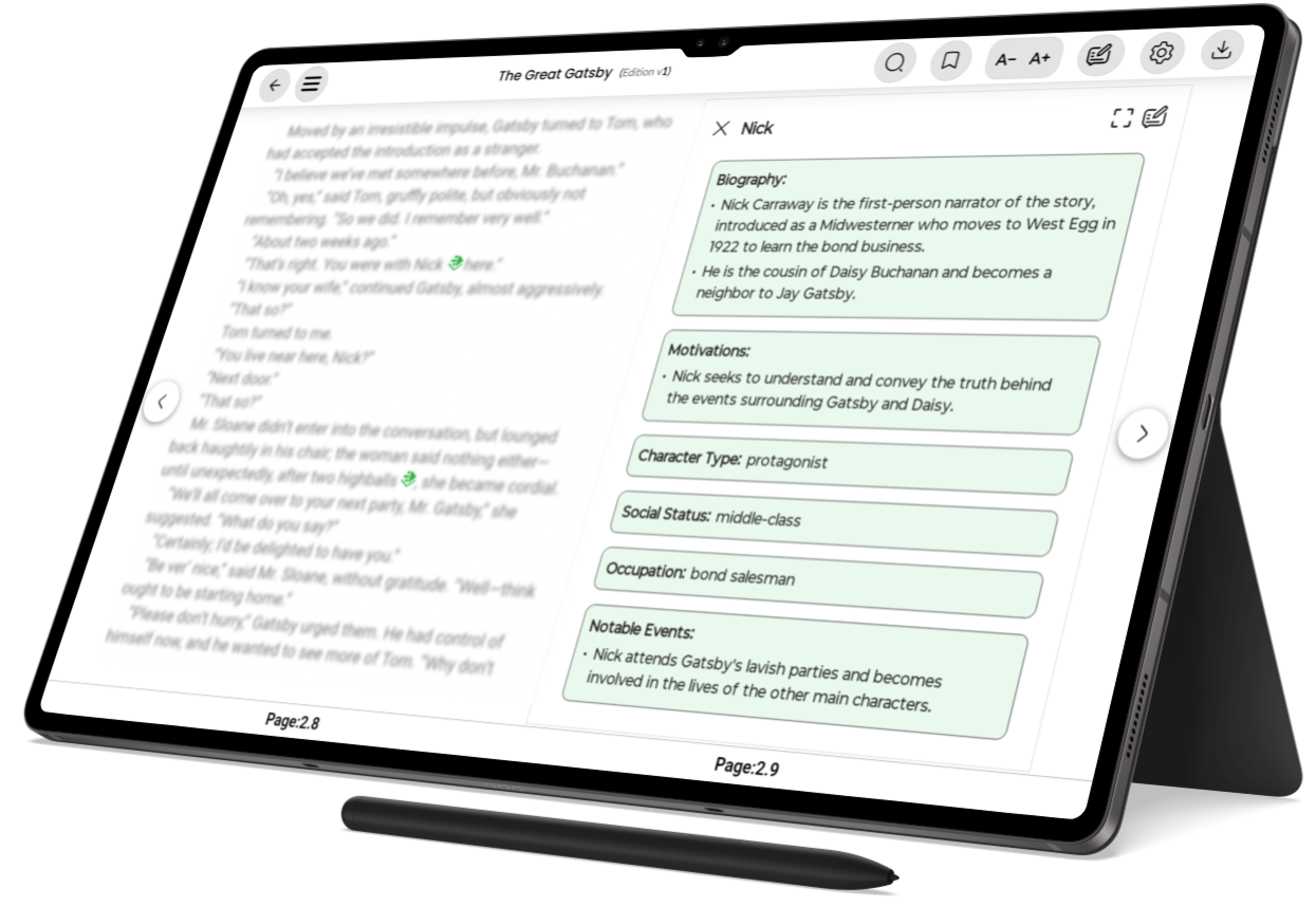 Visualible reader showing original book text beside optional contextual support